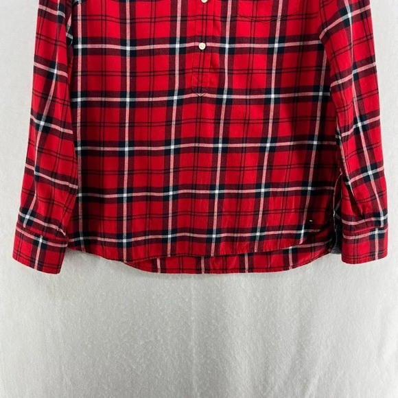 Tommy Hilfiger Button Up Shirt Women's Sz S Red Navy Long Sleeve Collared Casual - Picture 9 of 12
